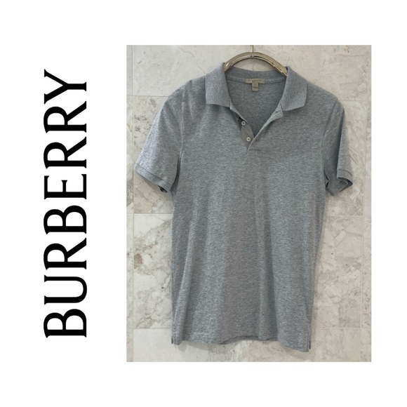 BURBERRY BRIT {S} Polo Shirt Heather Grey Nova Check - Picture 1 of 6